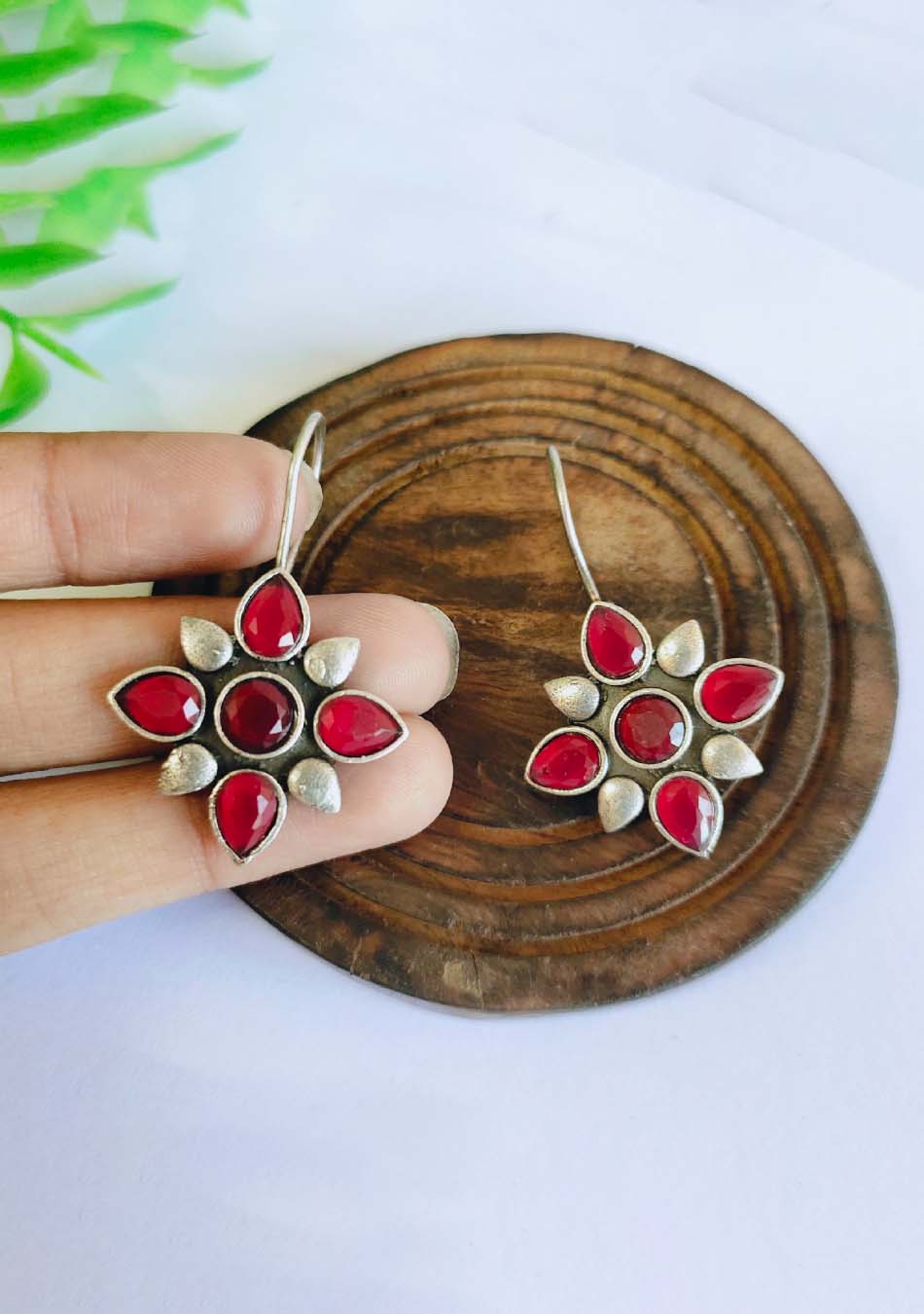 Crimson Petal Hook Earrings