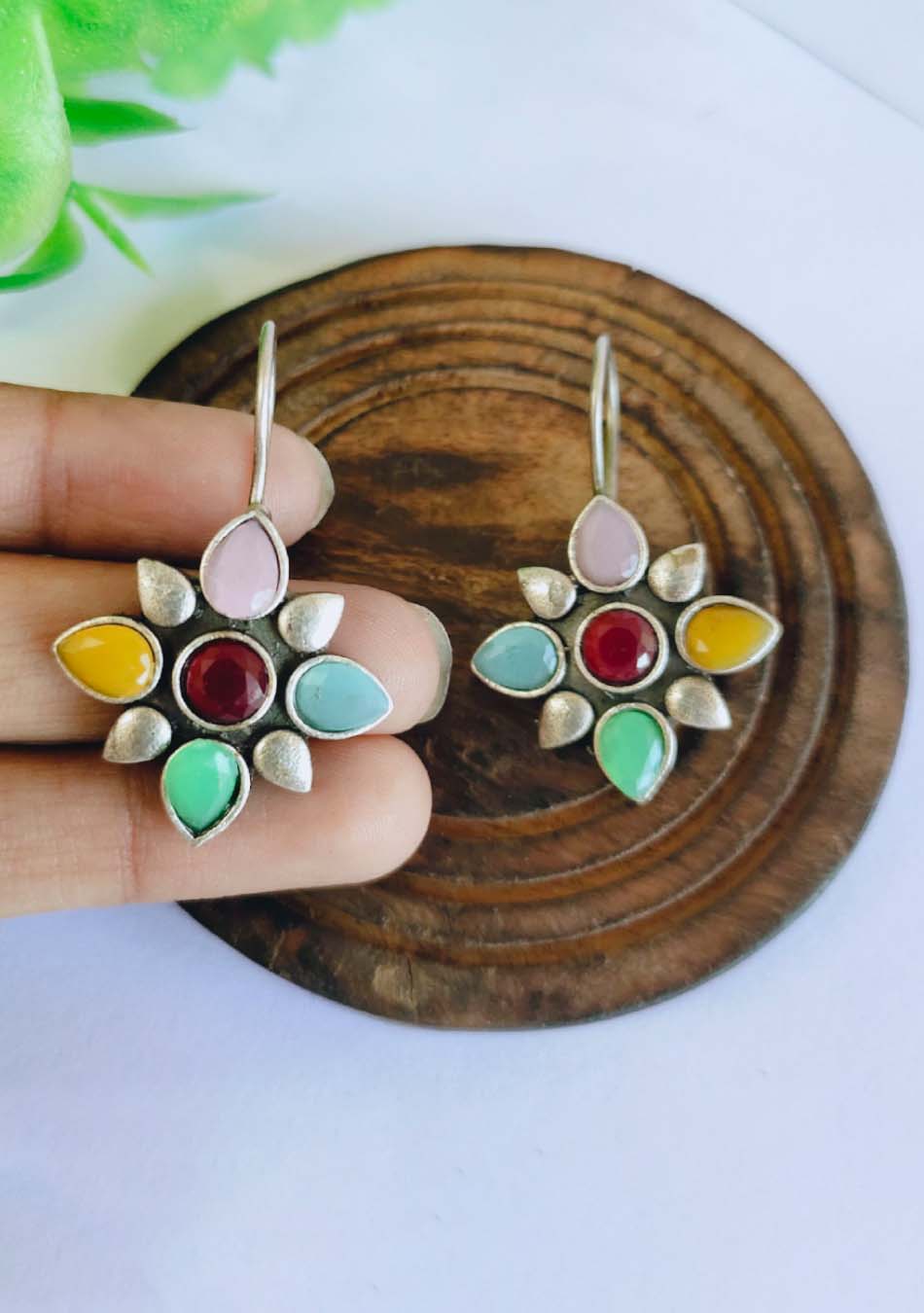 Rainbow Petal Hook Earrings