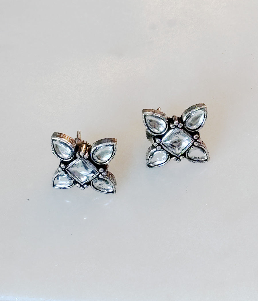 Snowy Petal Stud Earrings