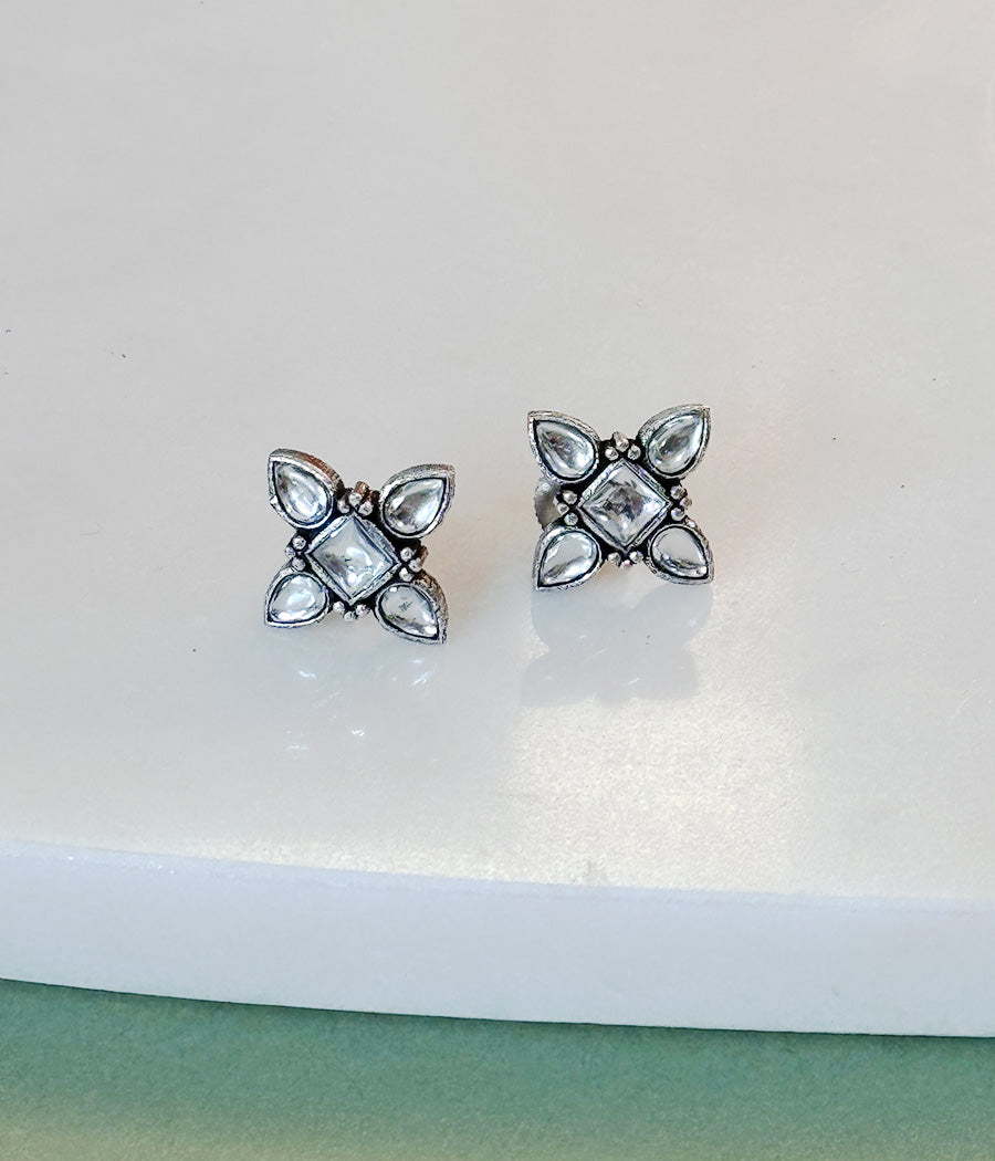 Snowy Petal Stud Earrings