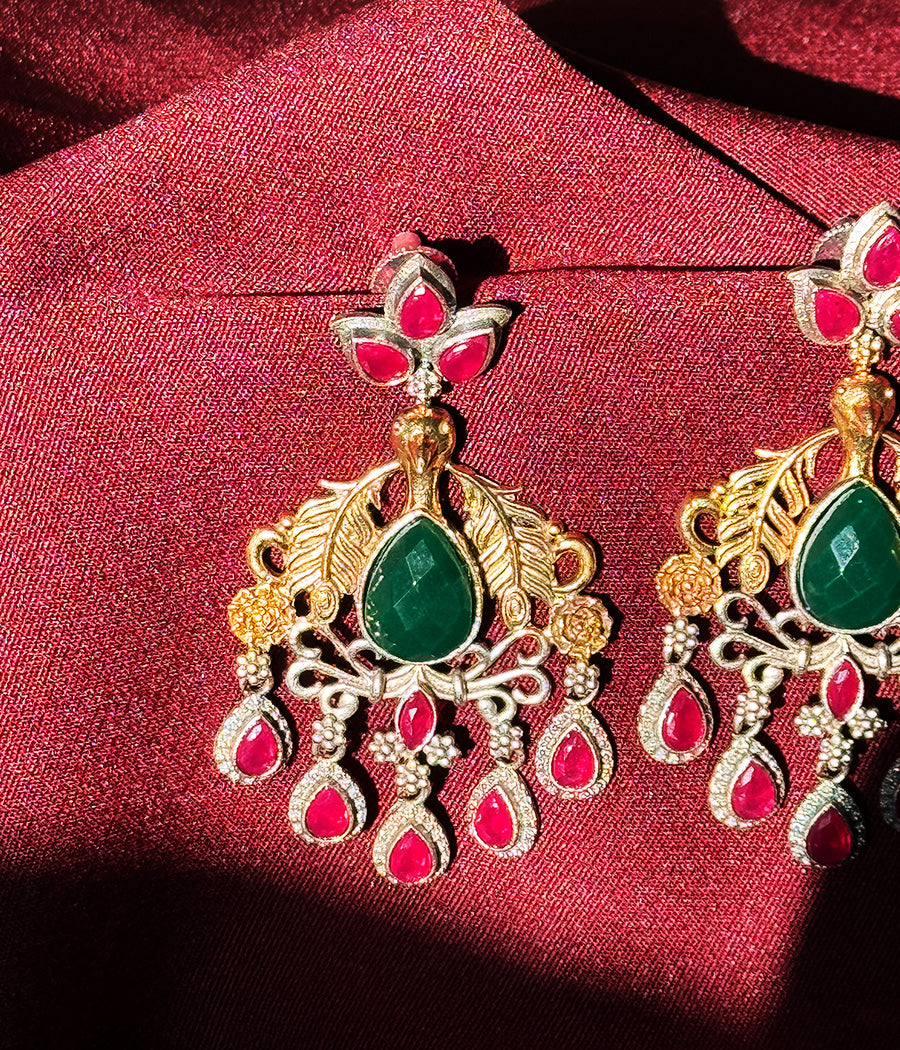 Peacock Jewel Dangle Earrings