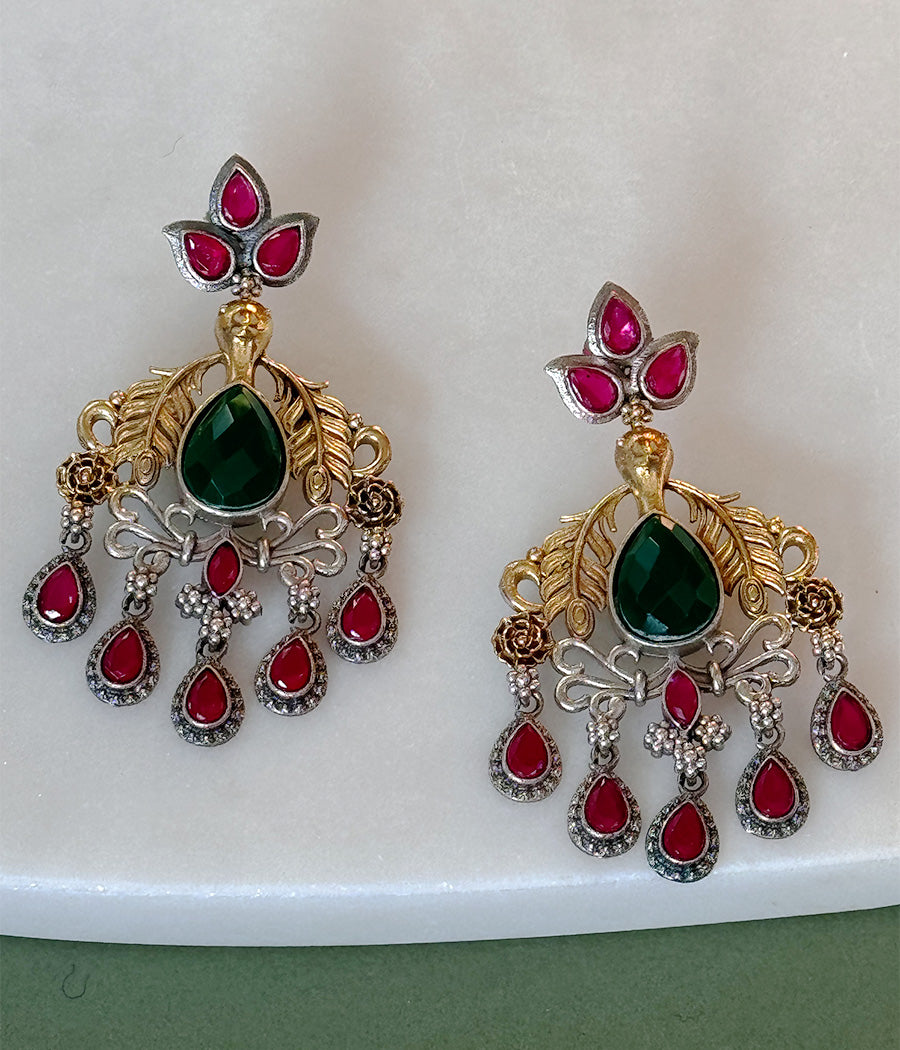 Peacock Jewel Dangle Earrings