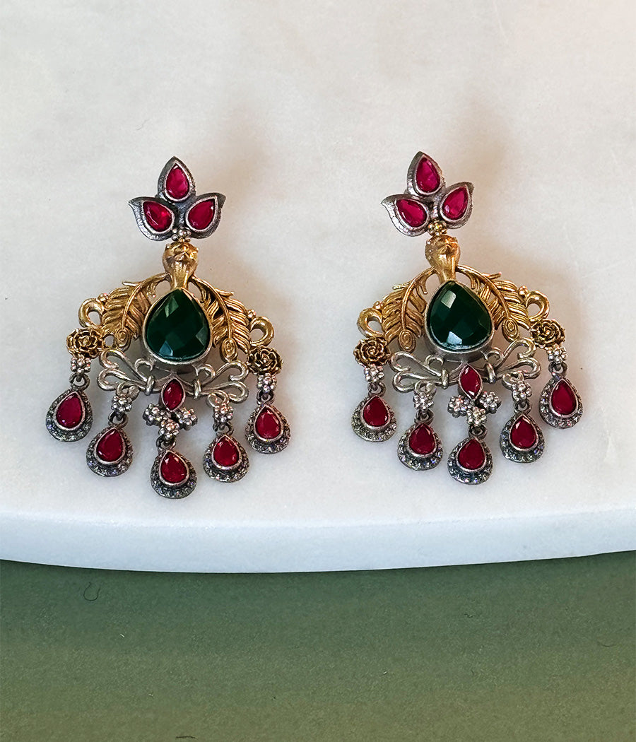 Peacock Jewel Dangle Earrings