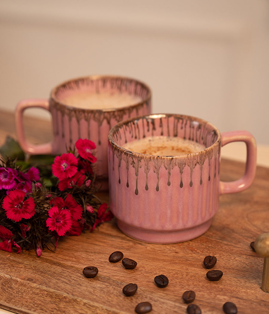 Rosy Finch Pink Ceramic Mugs Set