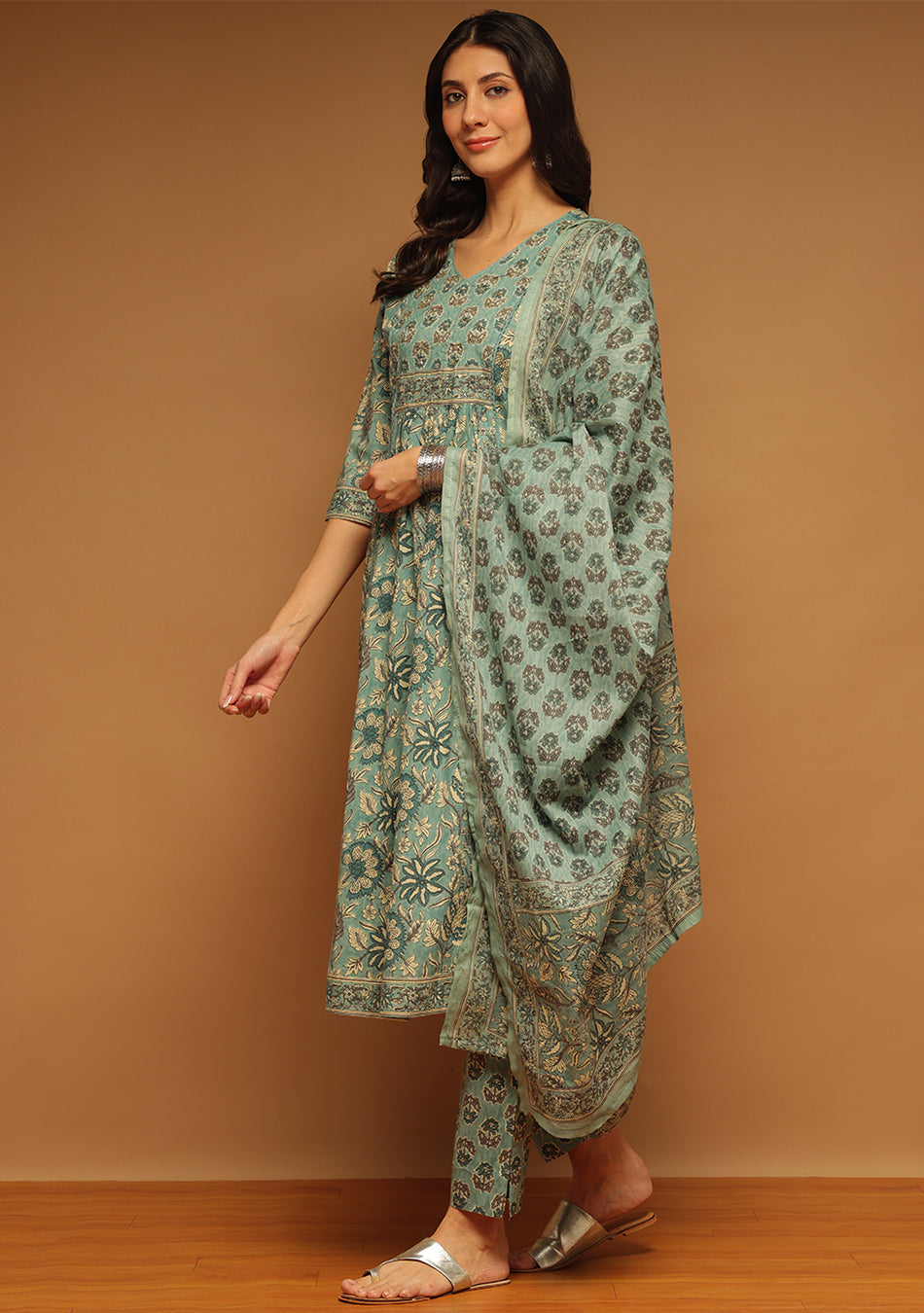 Sage Bloom Printed Suit Set