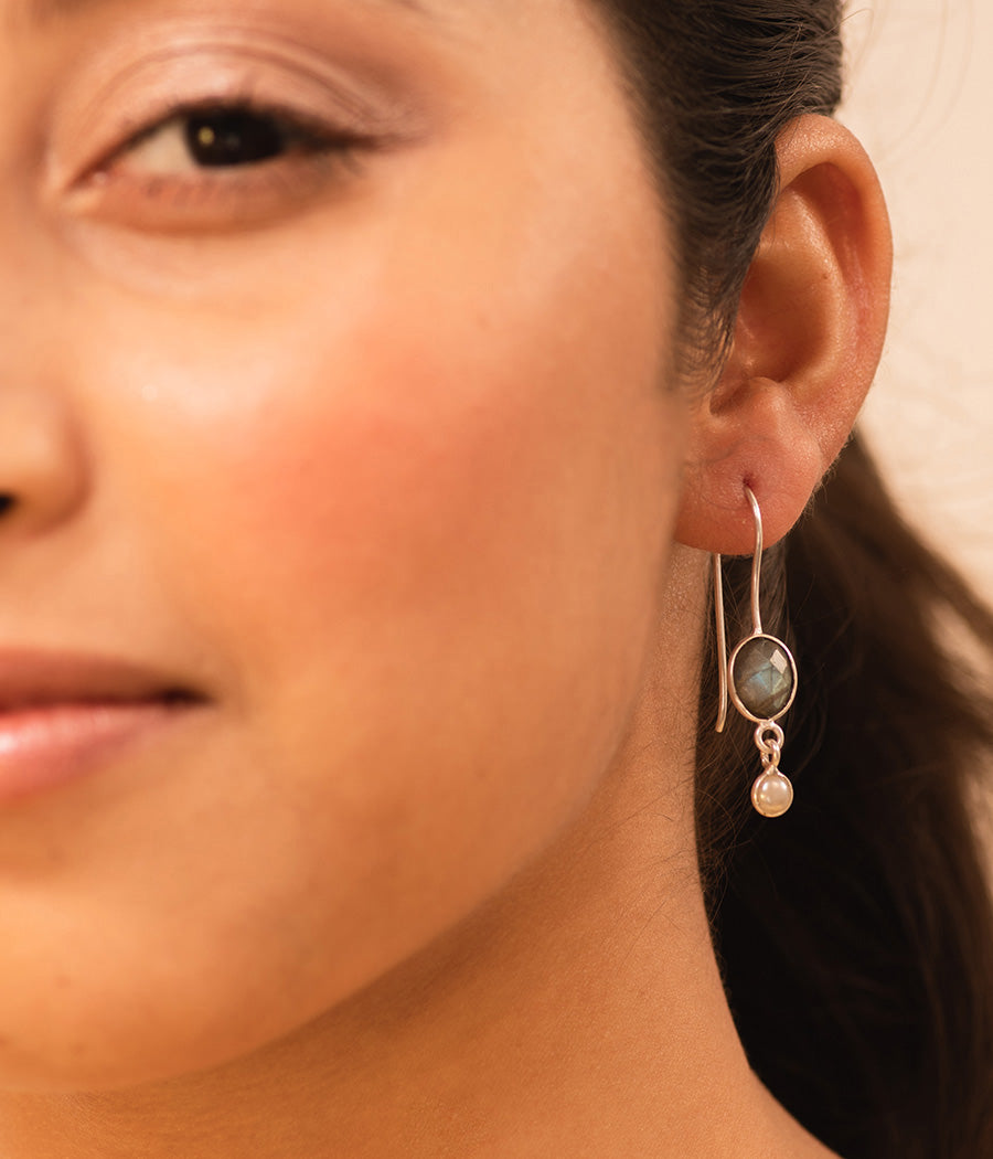 Labradorite & Pearl Latkan Earrings