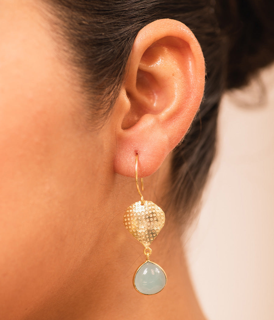 Aqua Chalcedony Gold-Plated Earrings