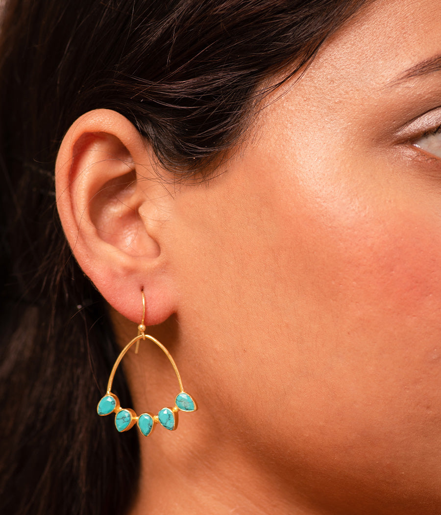 Turquoise Gold Plated Loop Earrings