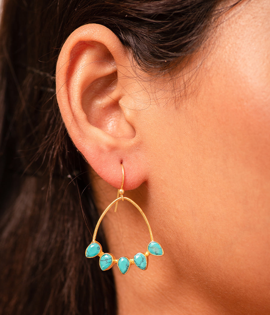 Turquoise Gold Plated Loop Earrings