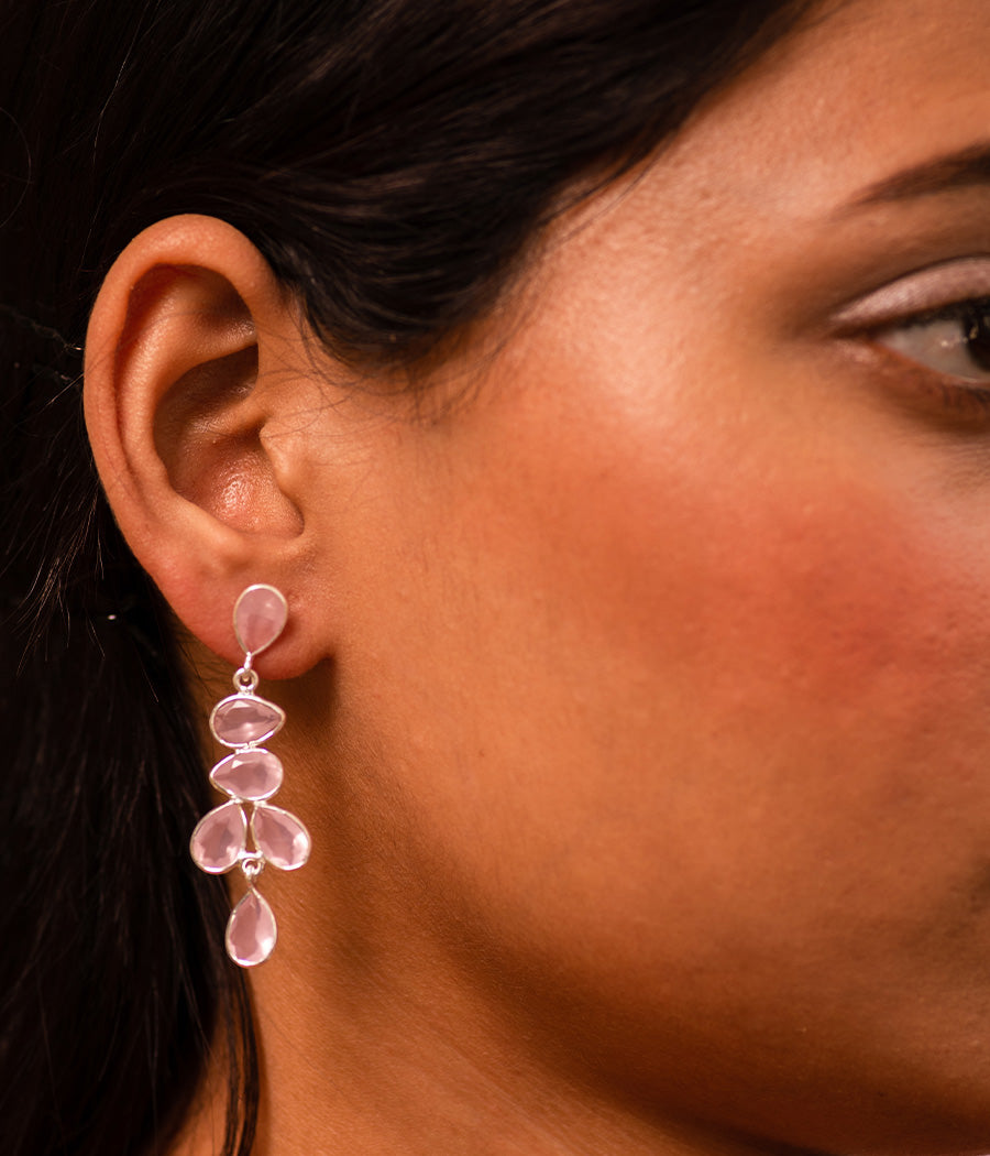 Rose Chalcedony Latkan Earrings