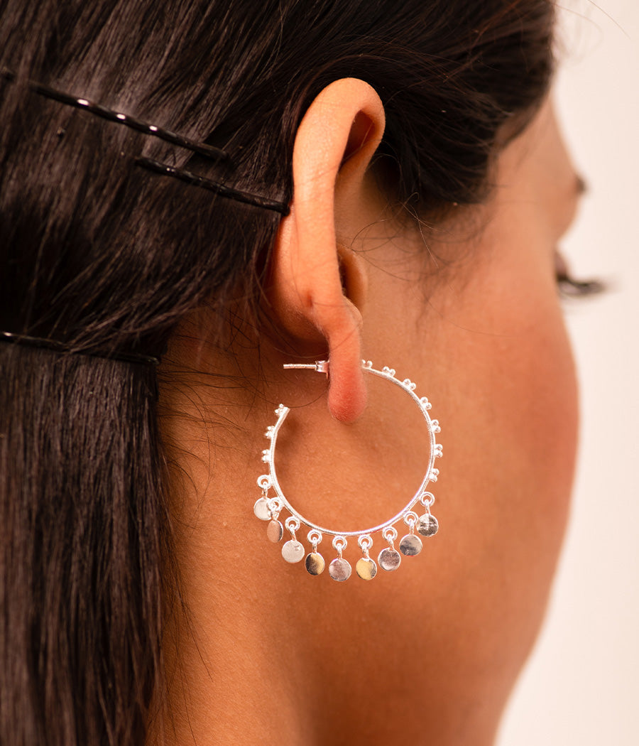 Sleek Silver Chandbali Inspired Earrings