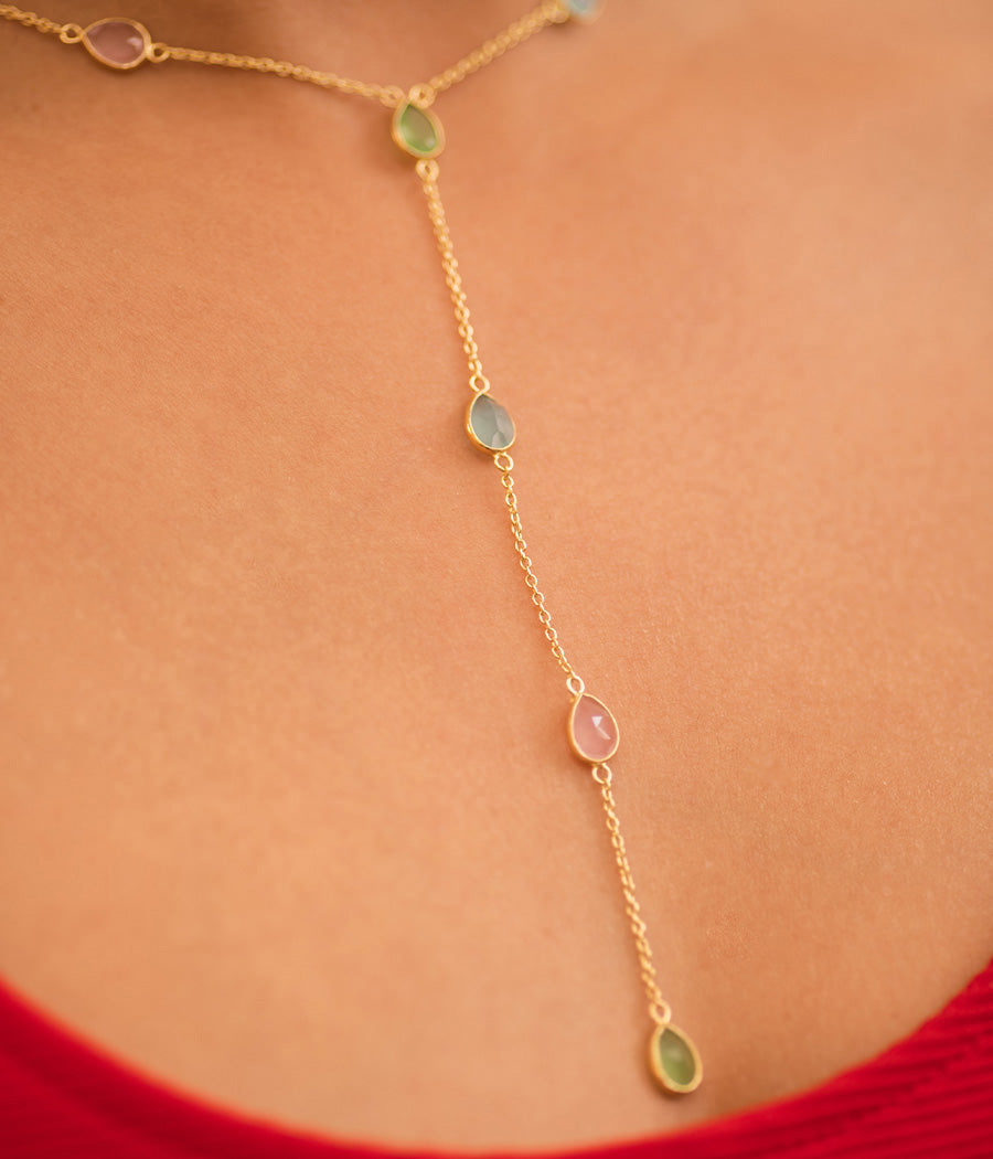 Chalcedony Tapestry: 3-Gem Necklace