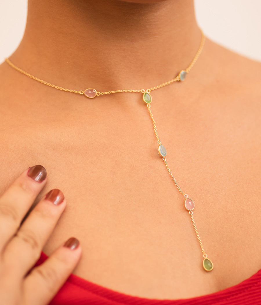 Chalcedony Tapestry: 3-Gem Necklace