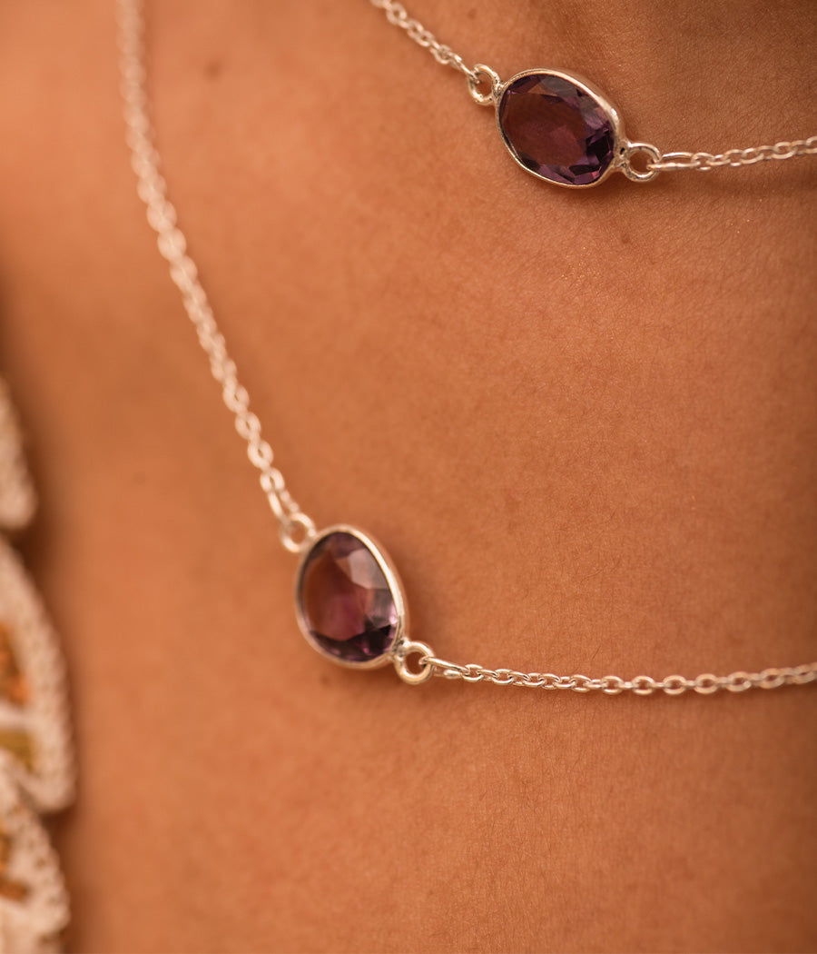 Amethyst Set: Necklace, Bracelet and Earrings