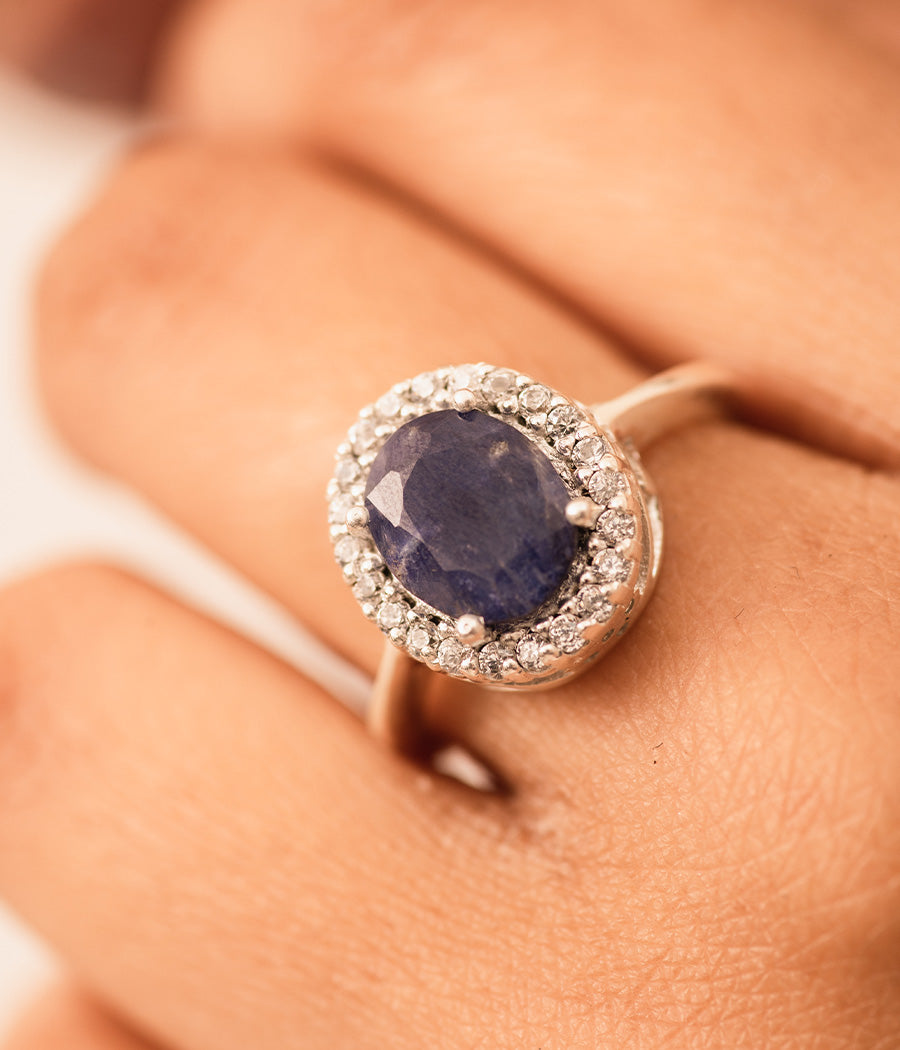 Blue Topaz Promise Finger Ring