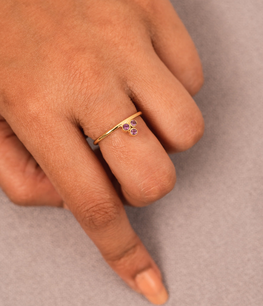 Minimal Amethyst Gold Plated Ring