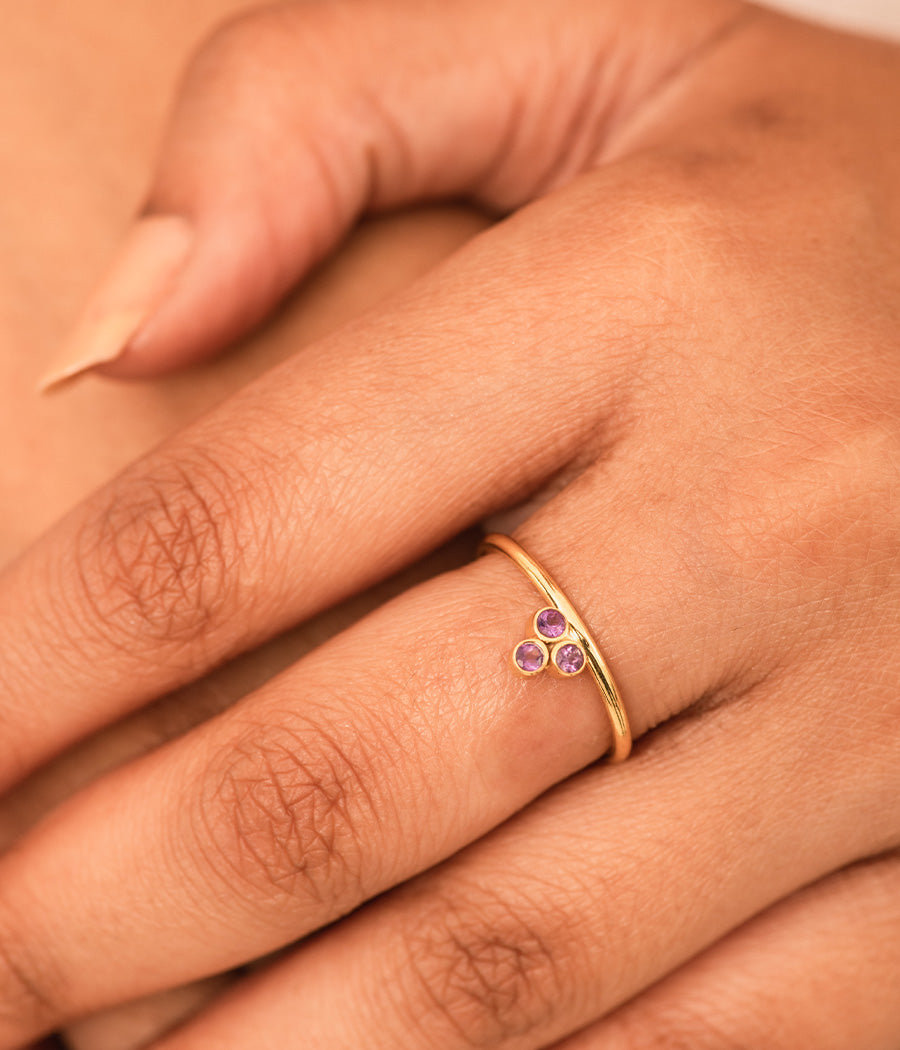 Minimal Amethyst Gold Plated Ring