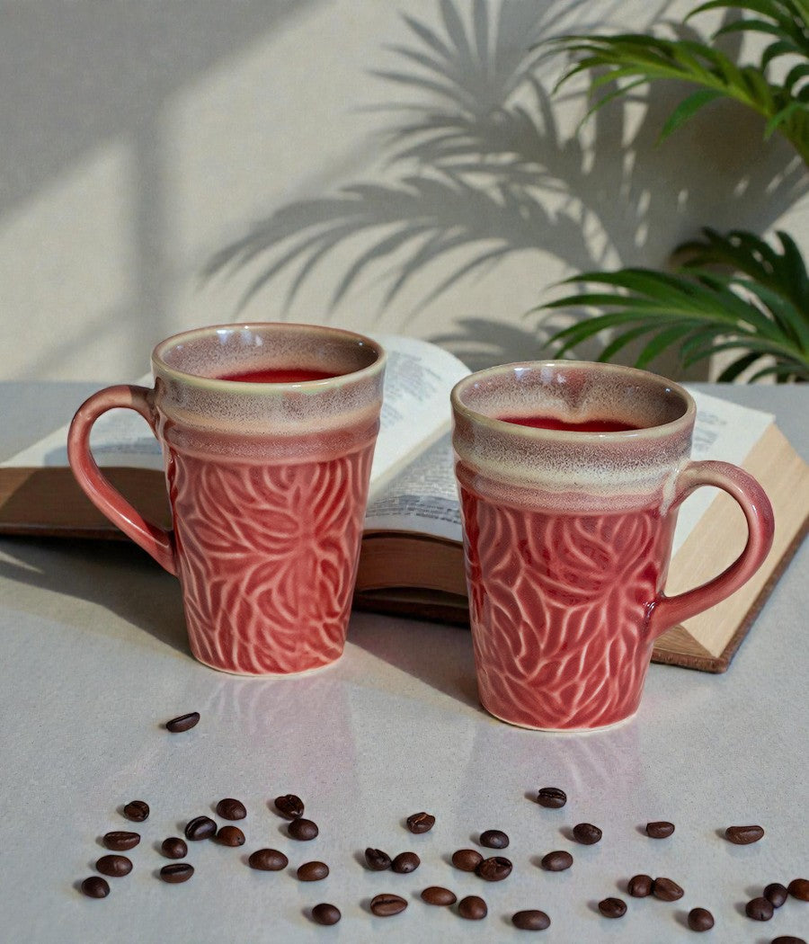 Pink-Green Pigeon Mugs - Handcrafted