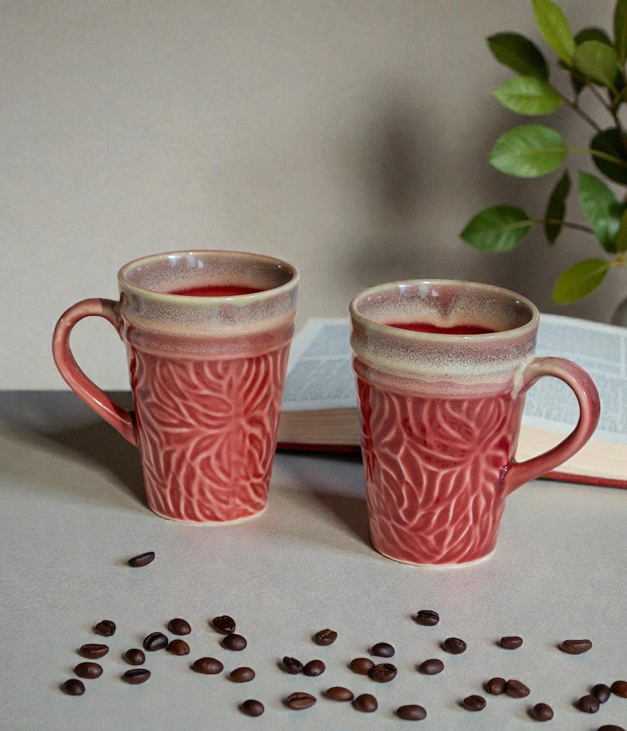 Pink-Green Pigeon Mugs - Handcrafted