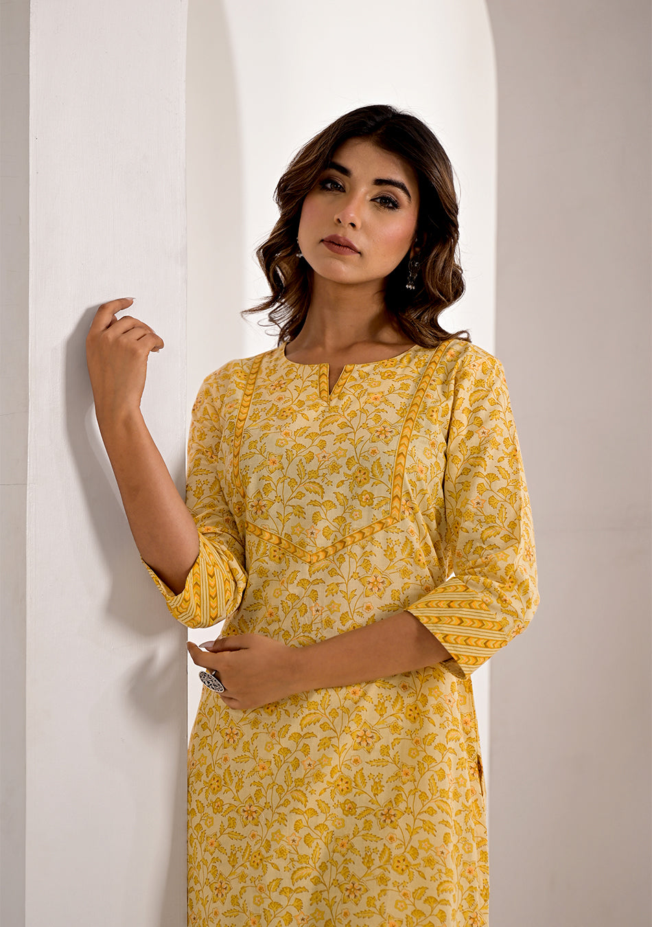 Lemon  Floral Printed Kurta Pant Set