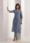 Sanganeri Slate Ensemble (Kurta with Tailored Trousers)