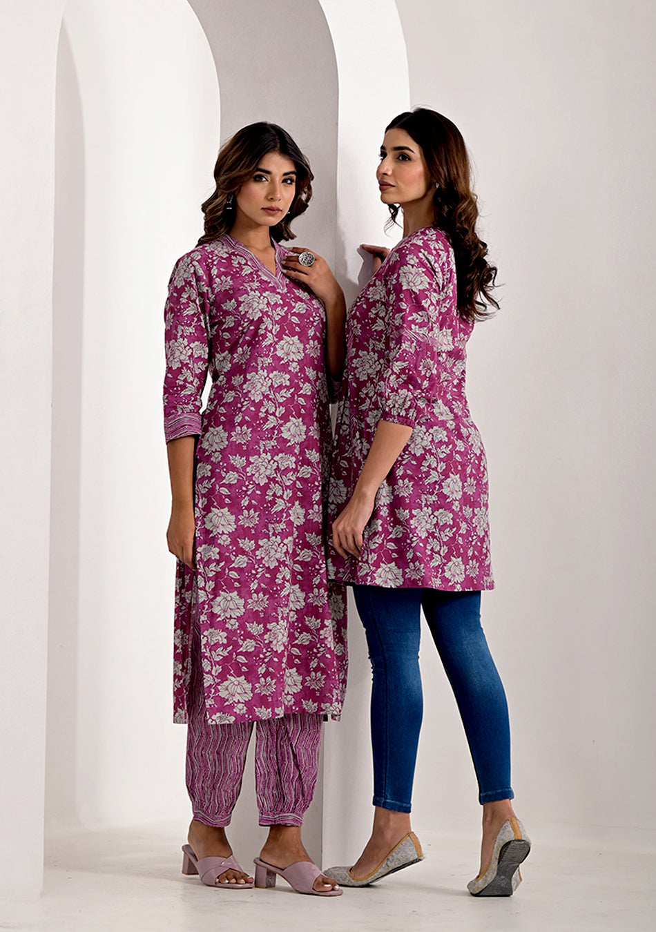 Purple Pink Kurta Pant Set