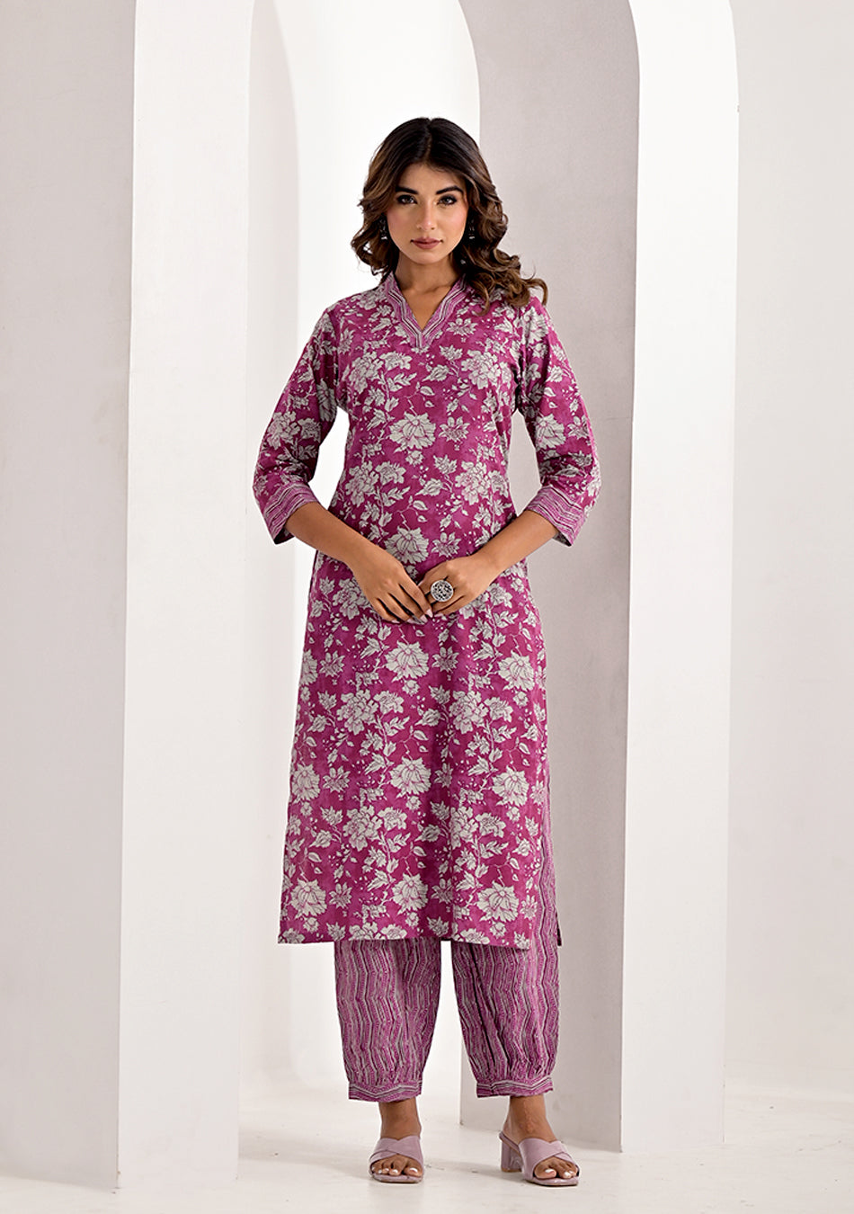 Purple Pink Kurta Pant Set