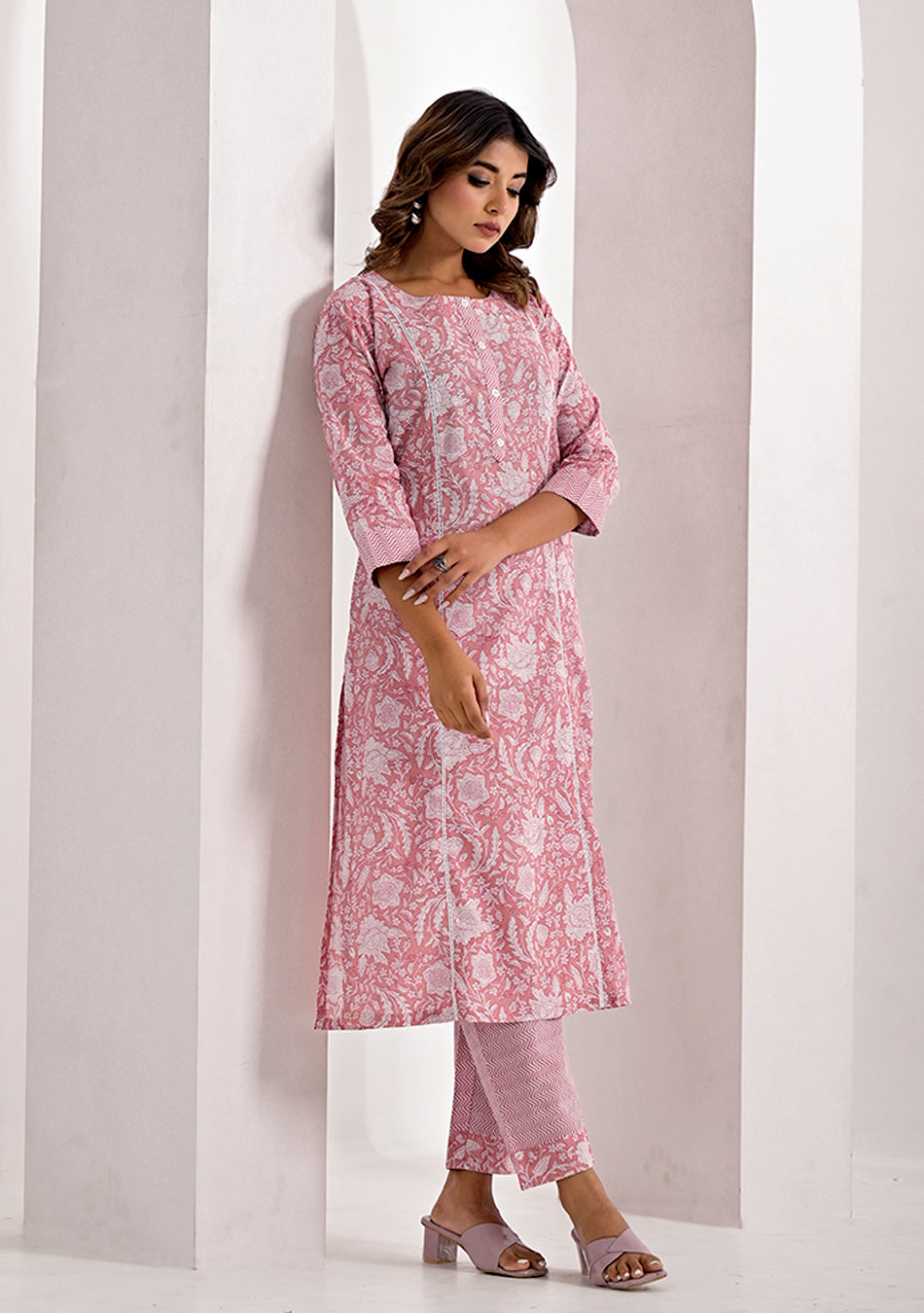 Blush Floral Kurta Pant Set