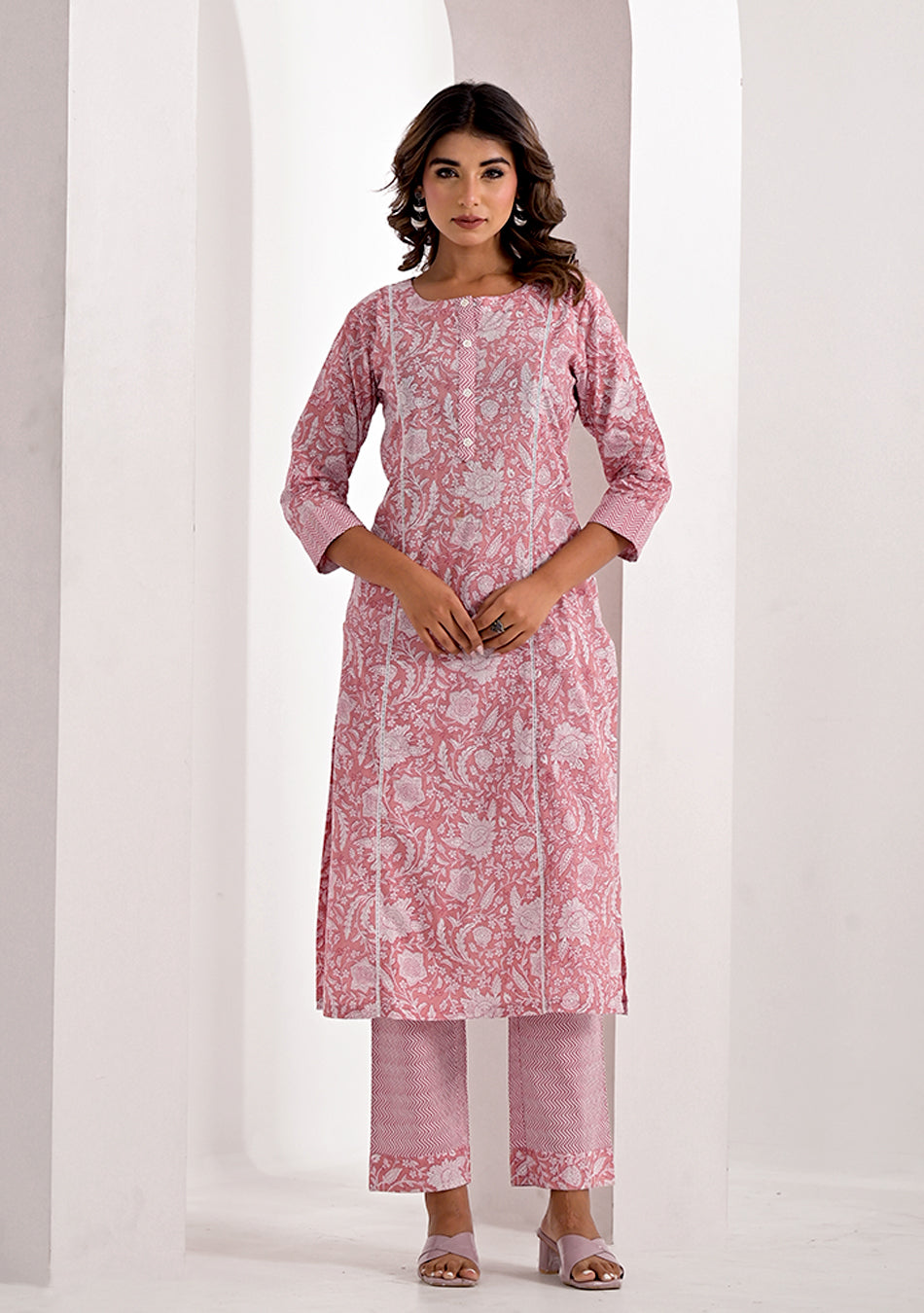 Blush Floral Kurta Pant Set