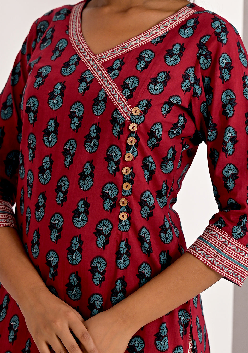 Crimson Printed Floral Kurta Pant Set