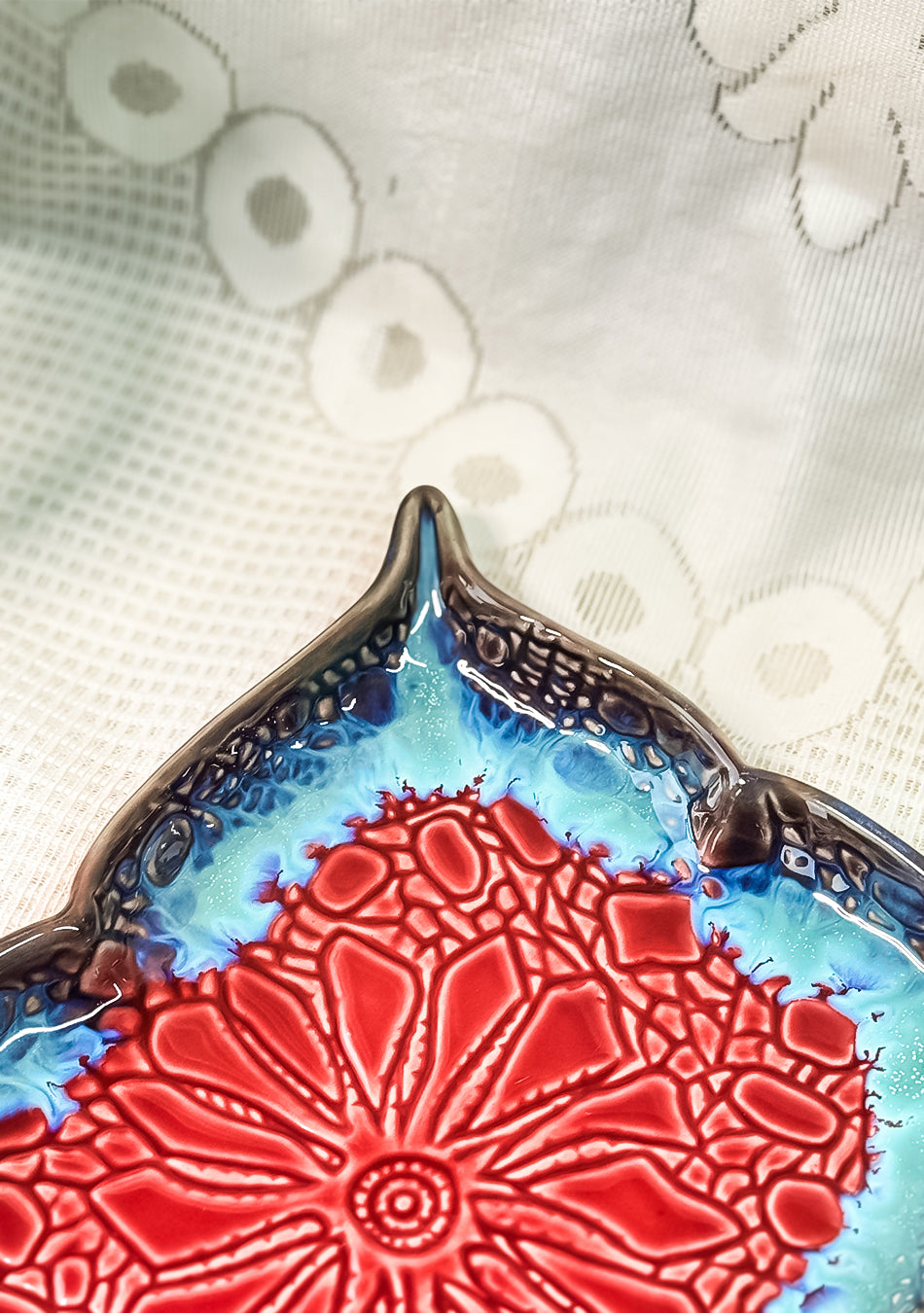 Mandala Red Ceramic Platter