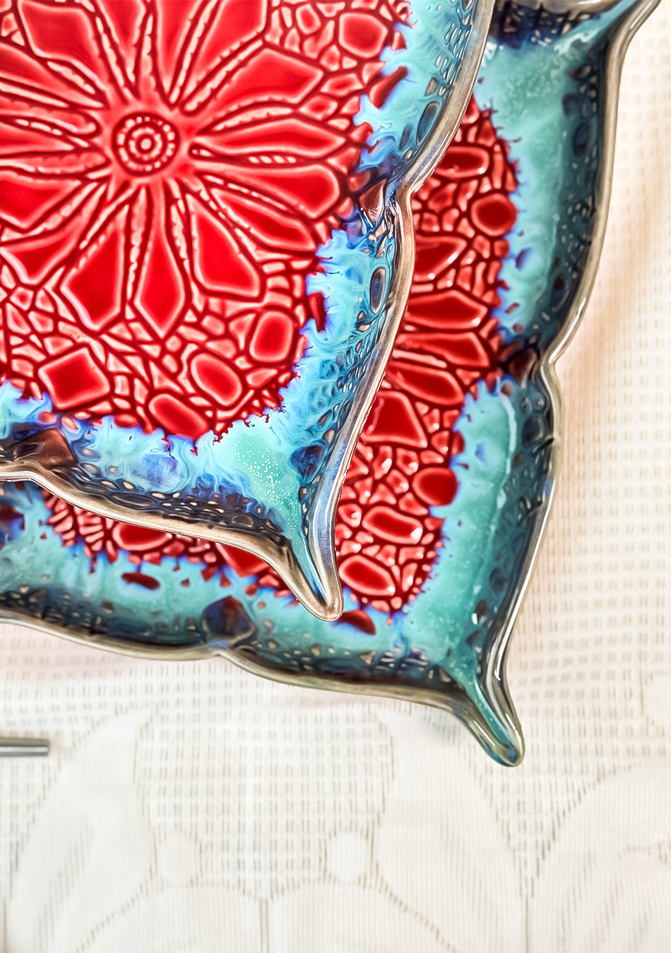 Mandala Red Ceramic Platter