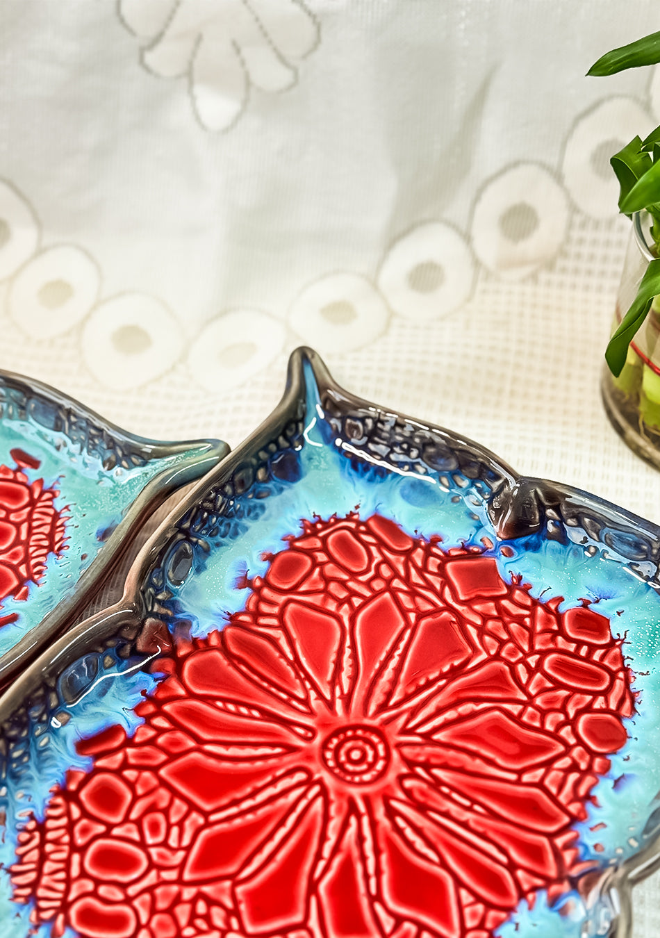 Mandala Red Ceramic Platter