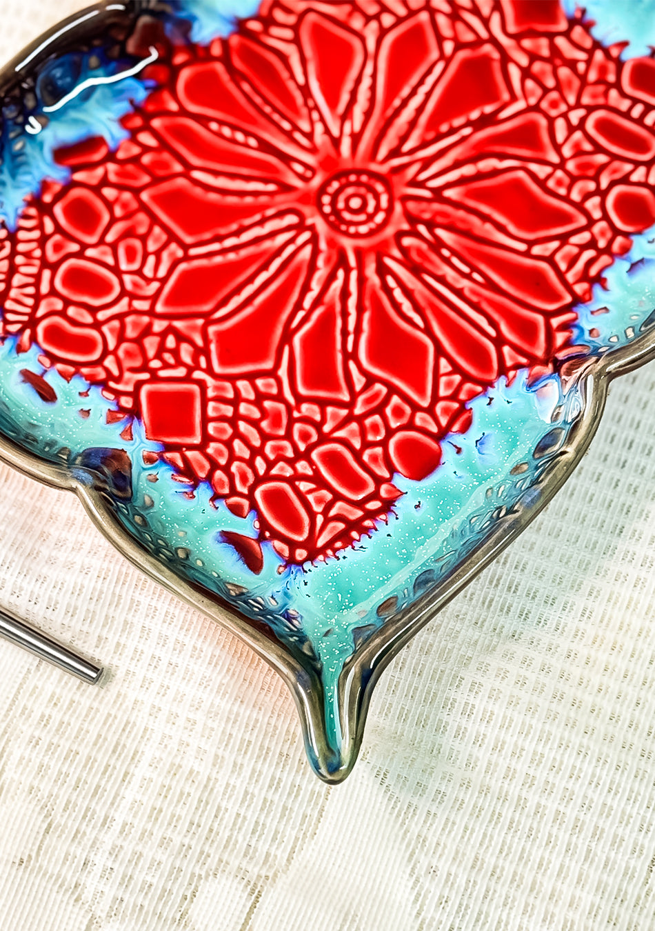 Mandala Red Ceramic Platter
