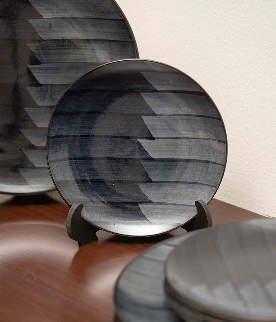 Greyscale Ceramic Plates - Set of 4