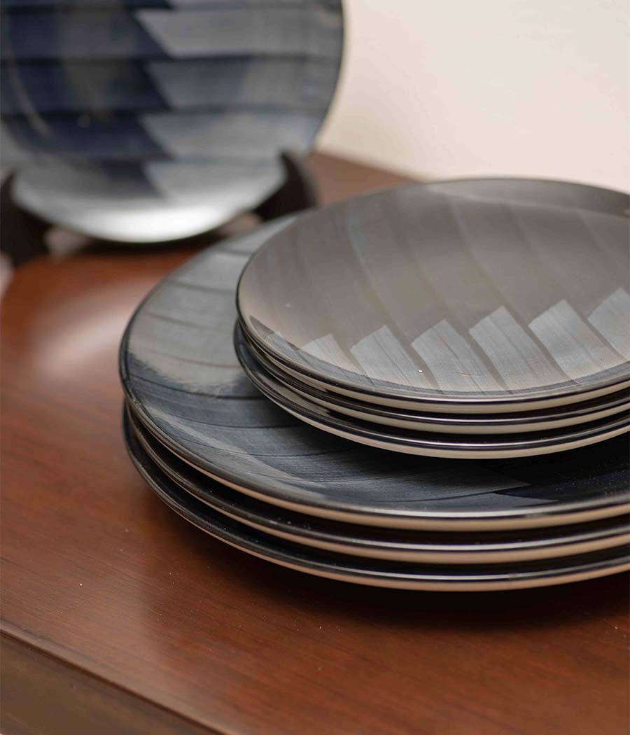 Greyscale Ceramic Plates - Set of 4