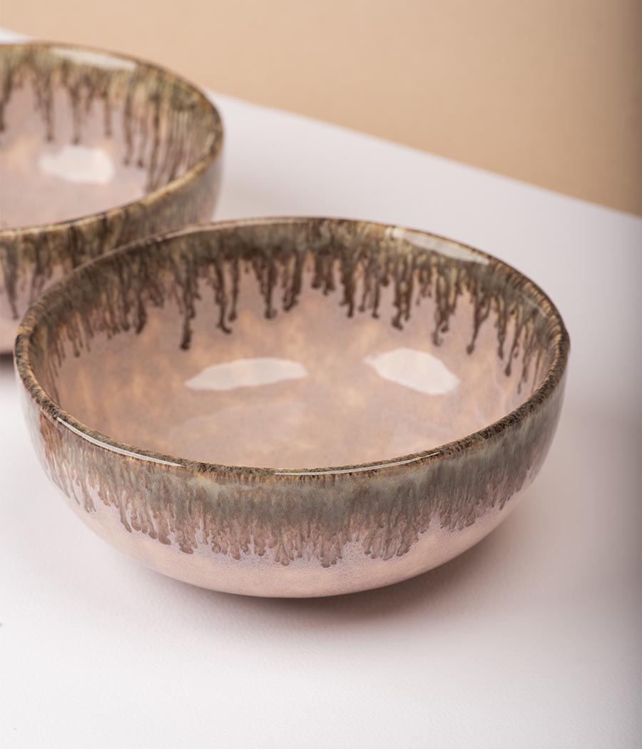Peachy Sunset Slight Serving Bowls - Set Of 2