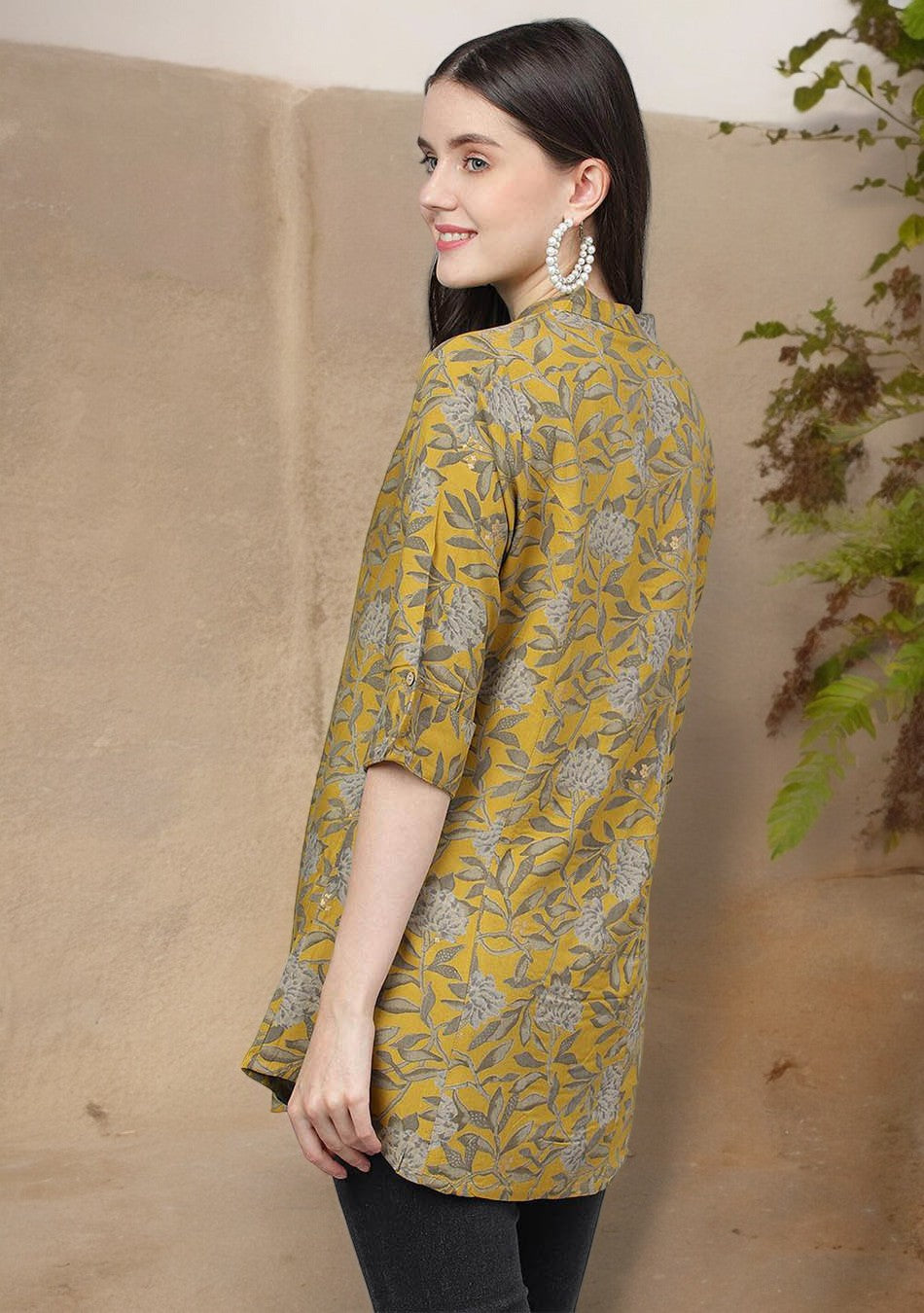Mustard Floral printed Top