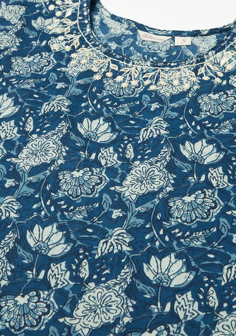 Blue Floral Straight kurta