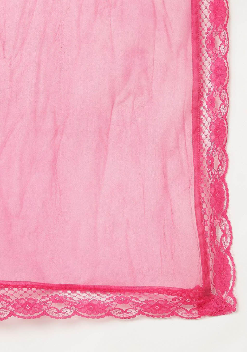 Pink Solid Anarkali Kurta Pant set with Dupatta