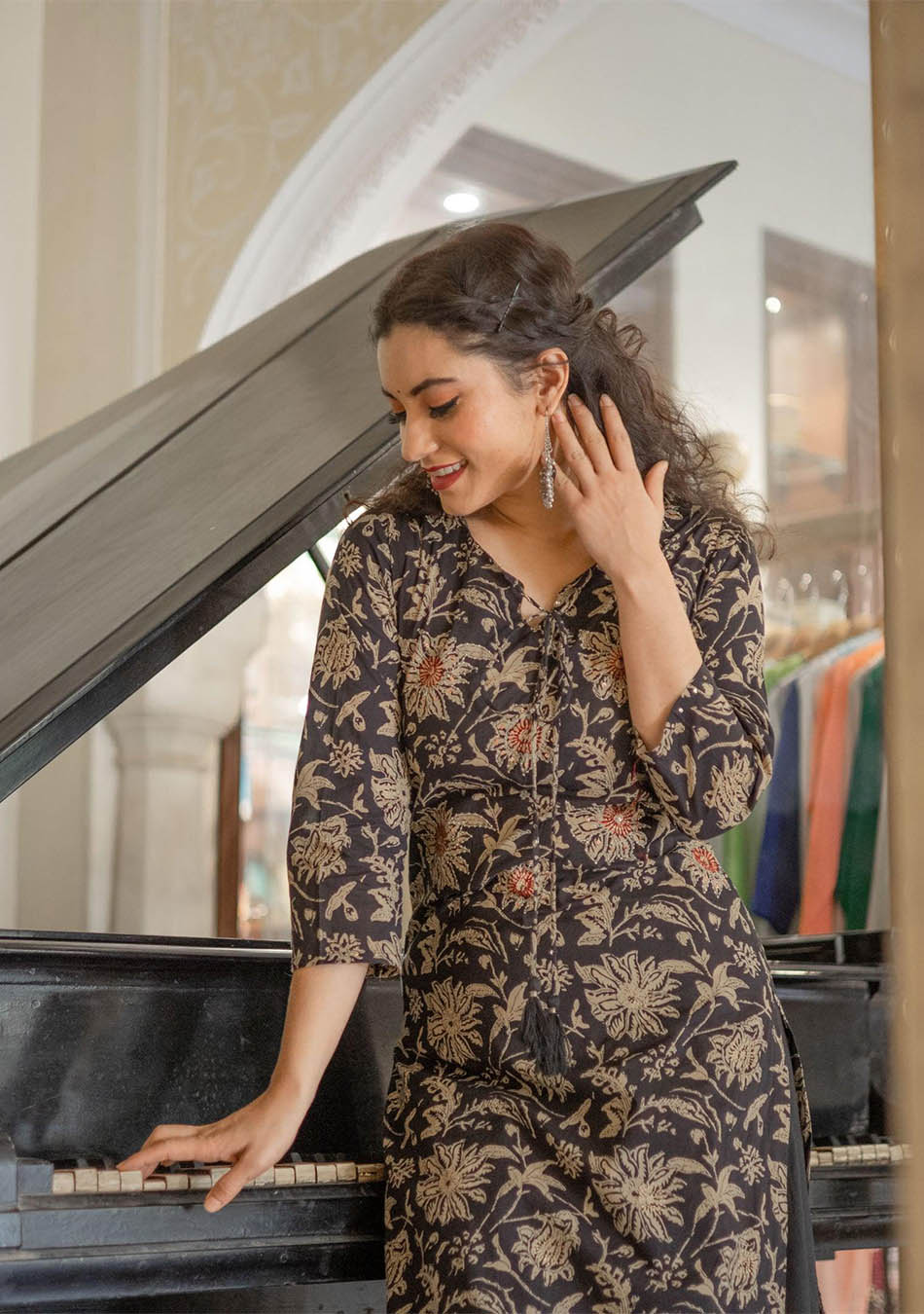 Black Printed Kurta with Palazzo Set