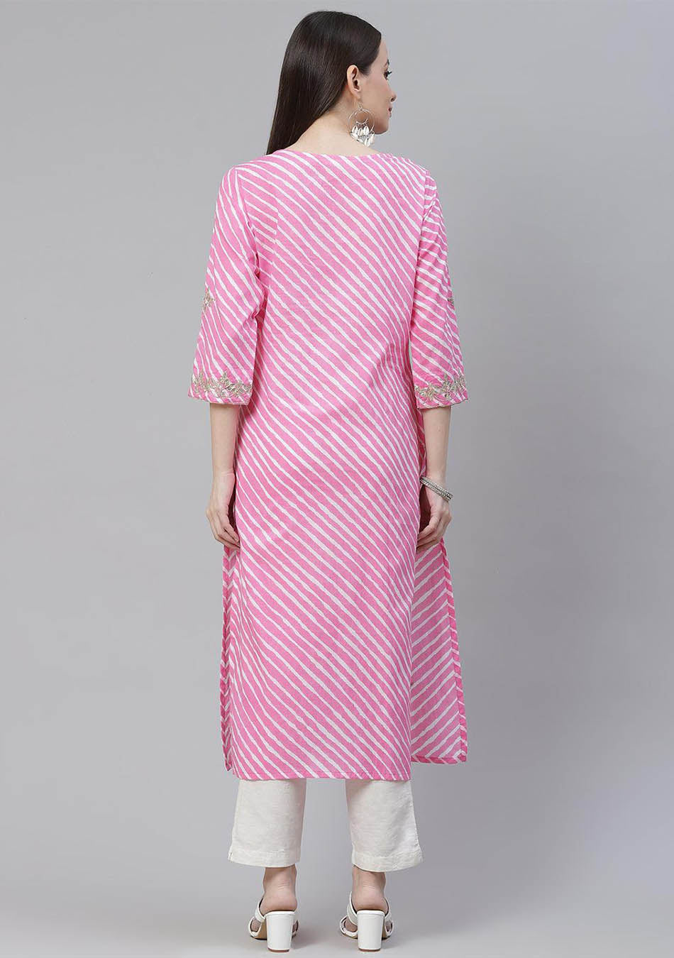 Dark Pink Gotta Patti Saree kurta With Tights main image 0