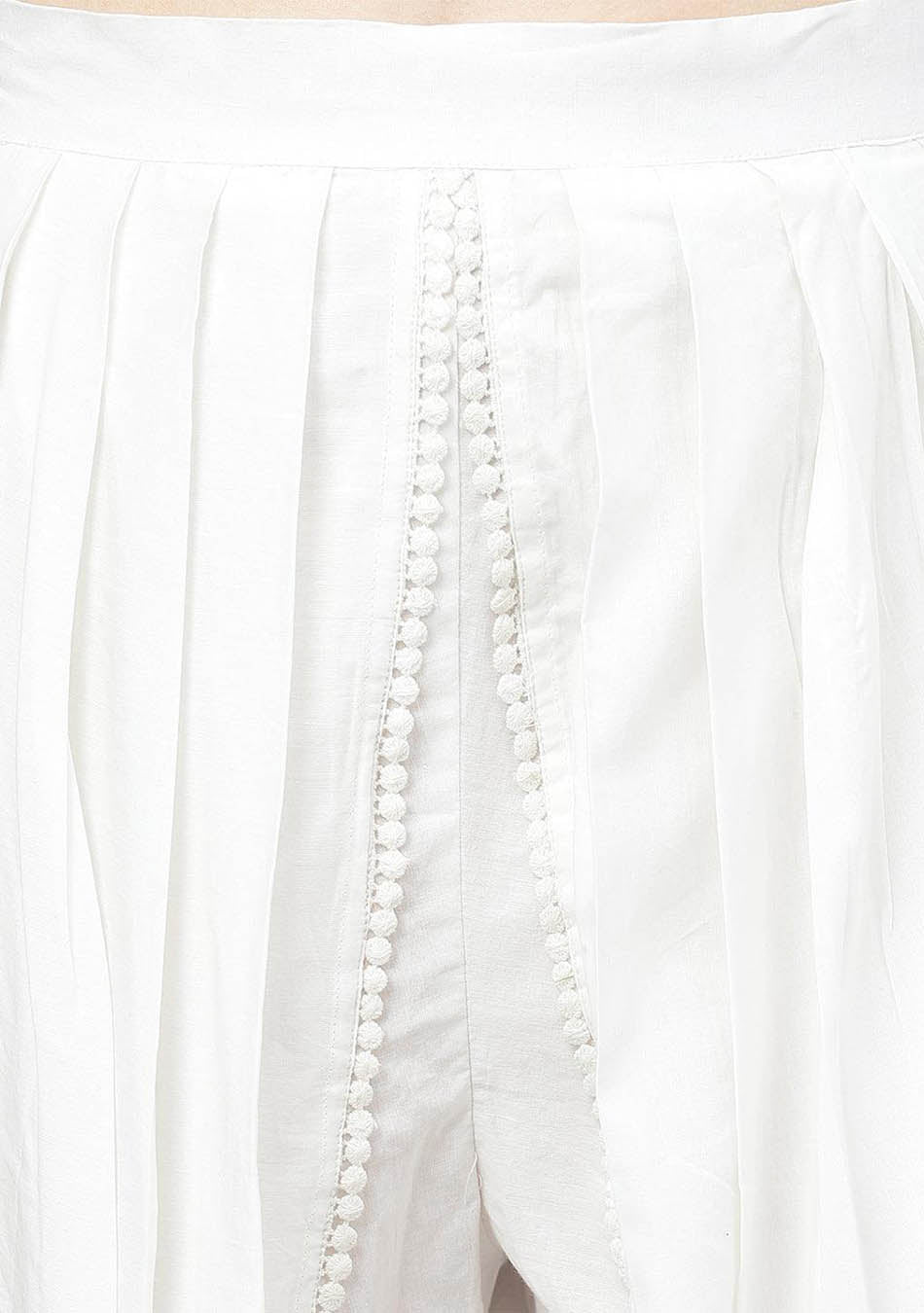 White Floral Printed Straight Kurta With Tulip Pant