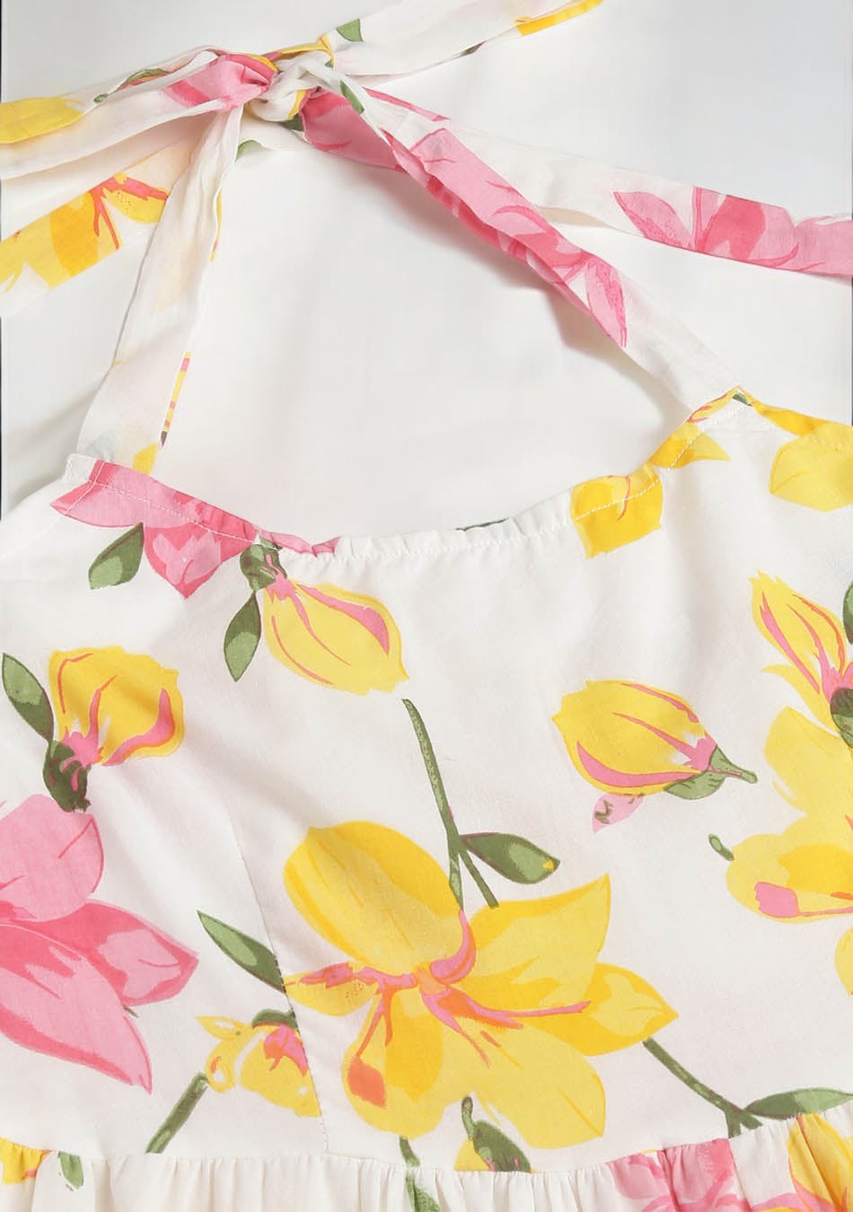 White Floral Printed Casual Maxi Dress