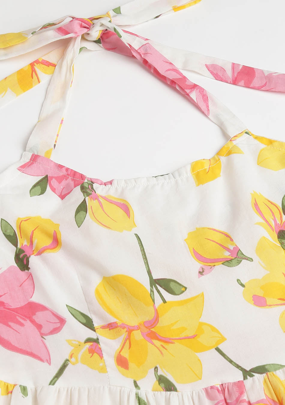 White Floral Printed Casual Maxi Dress