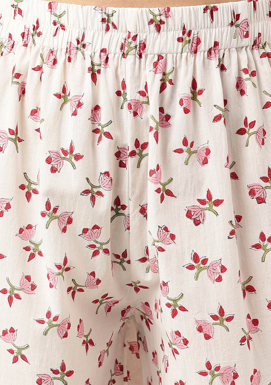 Floral HandBlock Printed Kurta Trouser & Kota Dori Dupatta Set