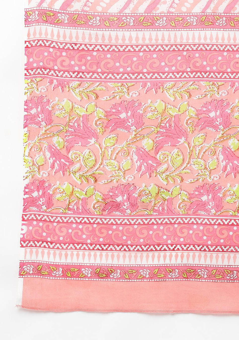 Peach Floral Printed Kurta Pant set With Dupatta