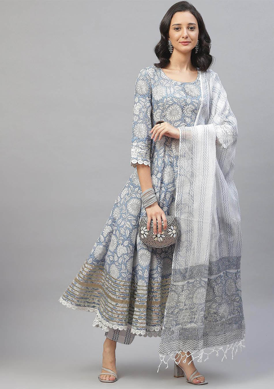 Haseena Rani Hand Block Anarkali Set