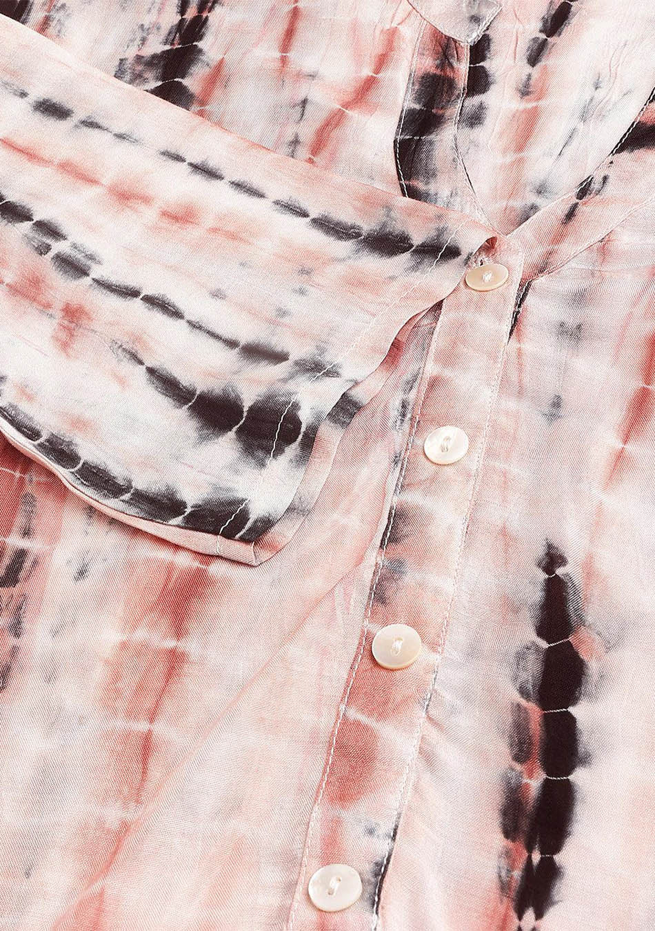 Cream Muslin Tie and Dye Kurta with Ham Cuffed Pant Set