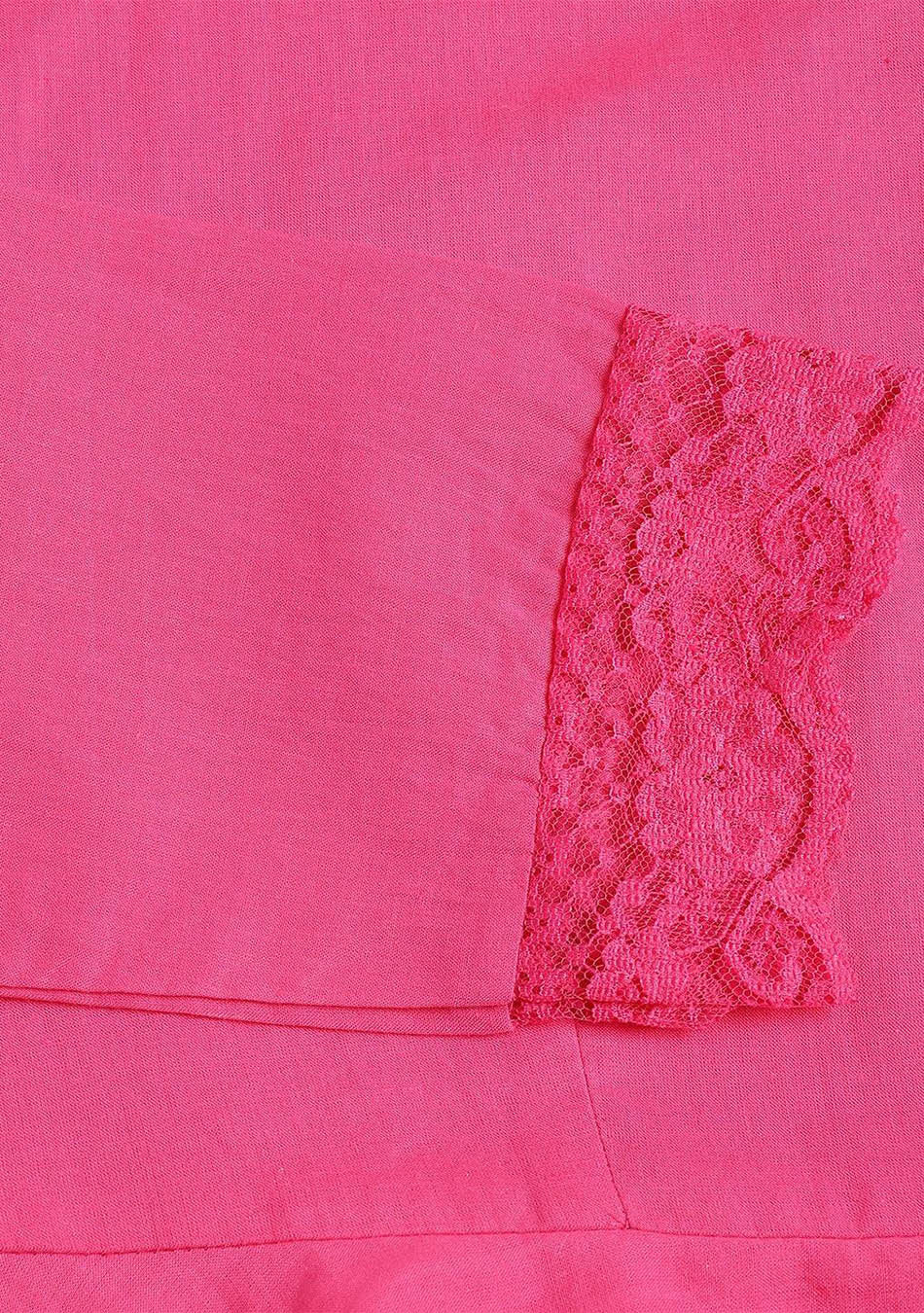 Pink Solid Anarkali Kurta Pant set with Dupatta